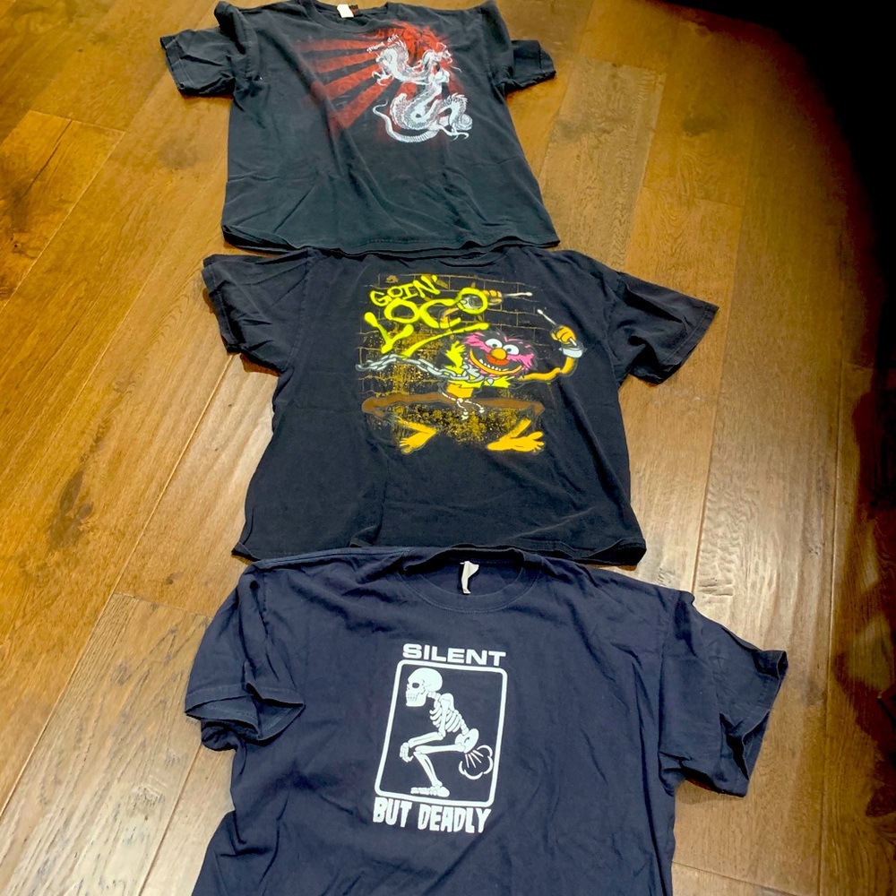 3 whimsical one-of-a-kind men’s xl tshirts